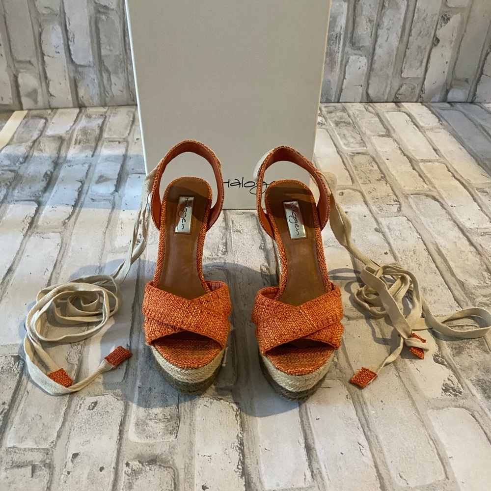 Halogen tangerine espadrilles.